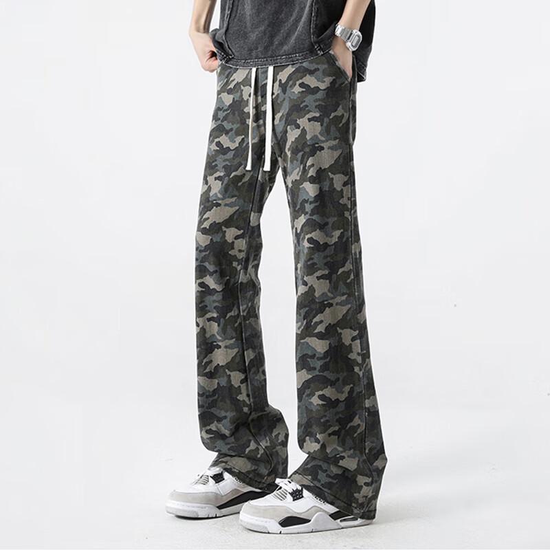 Patova Men's Slim Fit Camouflage Micro-Flare Pants