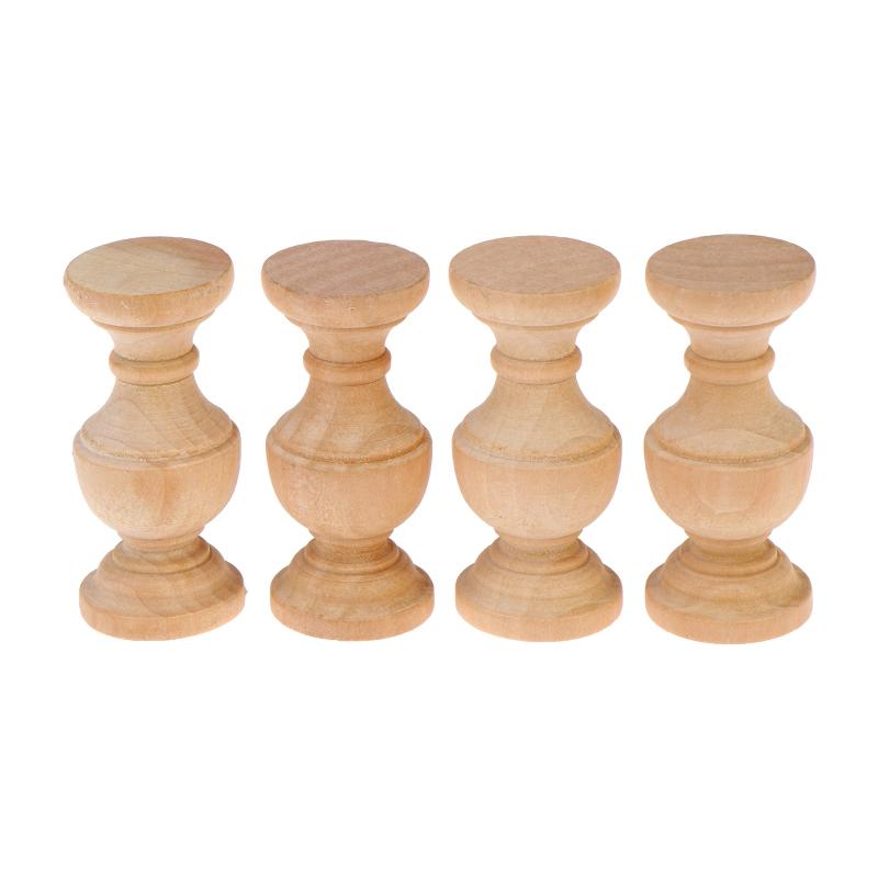 4 Bucăți Balustri Mici din Lemn Masiv pentru Pod Pentru Decor Acasă Proiecte Artizanale Stabilizatori de Mobilier Artizanat din Lemn Dining