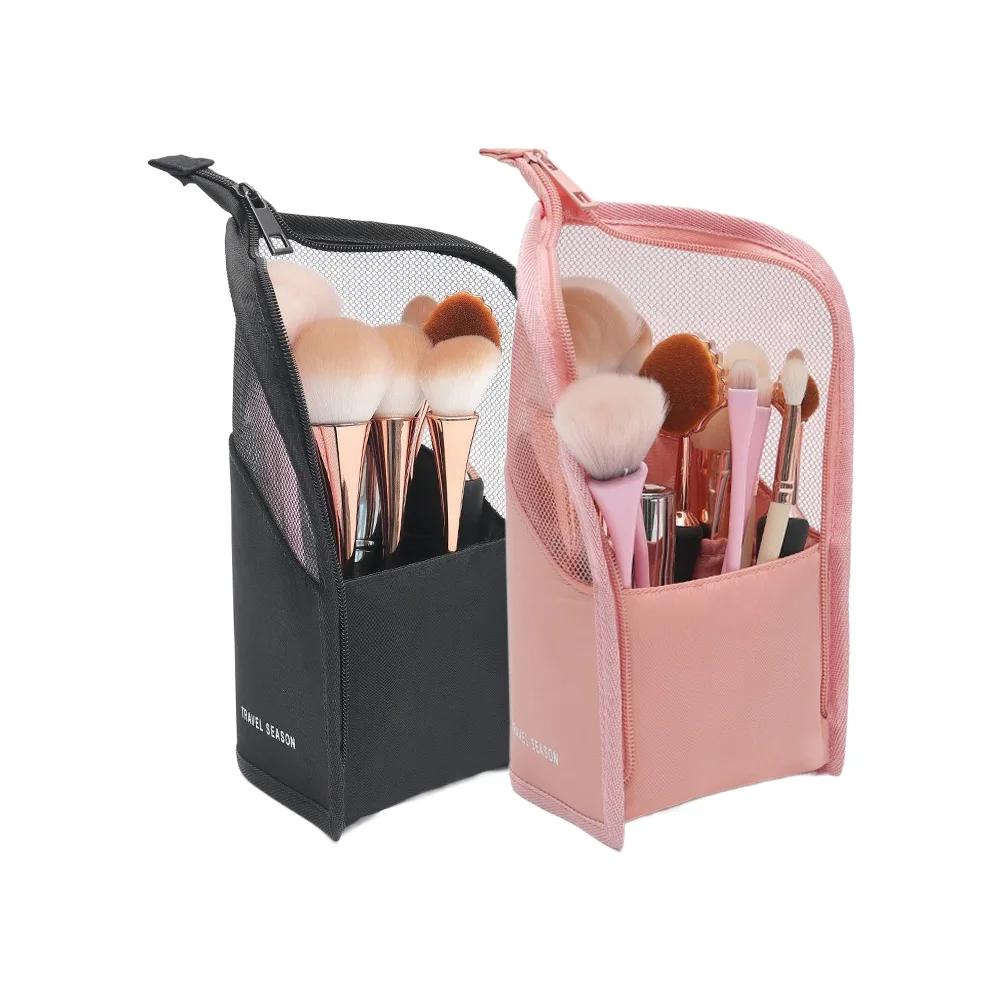 1 Pc Stand Cosmetic Bag for Women Clear Zipper Makeup Bag Travel Female Makeup Brush Holder Organizer Toiletry Bag