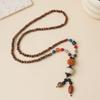 Ethnic Style Wood Necklace & Prayer Beads - Unisex Versatile Chicken Wing Wood Sweater Chain