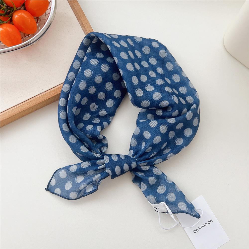 55 Polka Dot Silk Scarf: Spring Summer Korean Fashion Headscarf & Decorative Hairband for Women