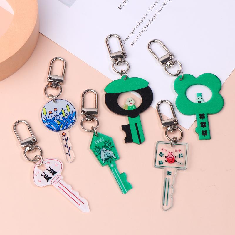 Harajuku Style Forest Animal Keychain Ins Trendy Acrylic Keyring Creative Key Holder Bag Pendant Couple Gifts