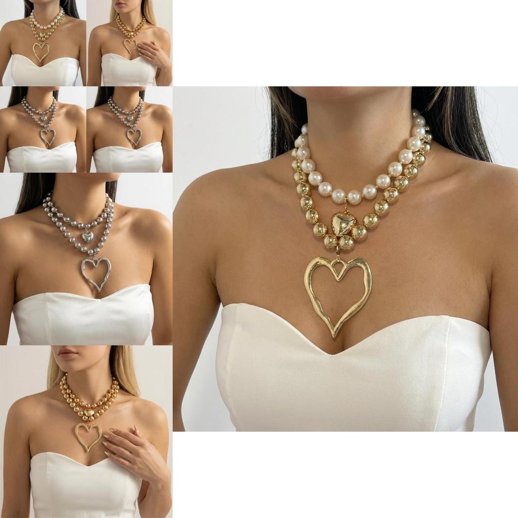 Exquisite Gold Heart Pendant Necklace For Women With Zinc Alloy Fruit Design