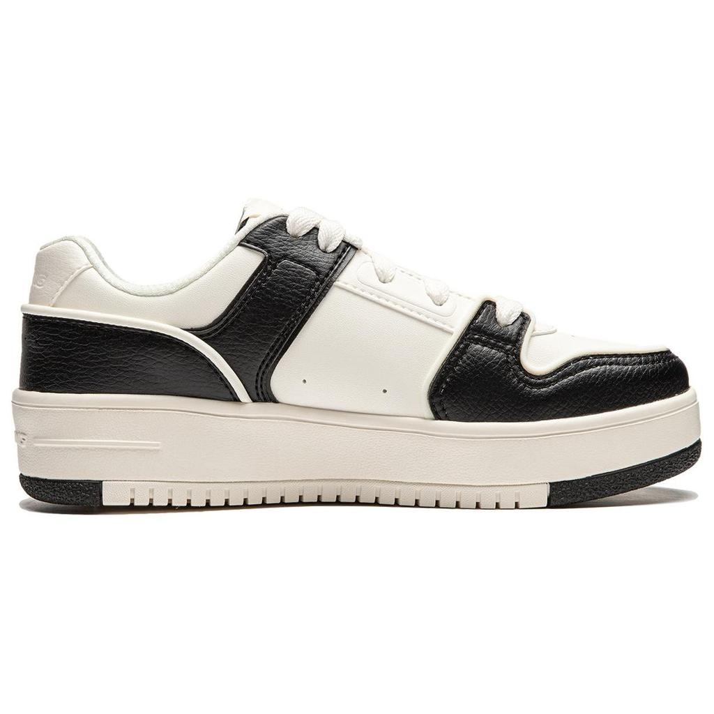 Li Ning Cheese Casual Versatile Comfortable Thick Sole Height Increasing Non-Slip Low-Top Skate Shoes Women sneaker Black White AGCU104-4
