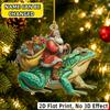 2D Flat‑Custom Name Irregular Acrylic Ornament,Santa Riding Giant Frog Pattern Xmas Tree Hanging Pendant Holiday Gift
