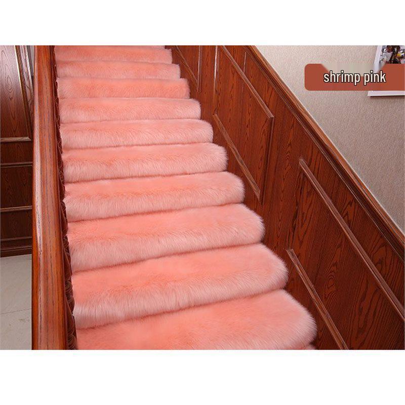 Non-slip Spiral Stair Carpet Mat - Self-adhesive Long Pile for Wood or Tile