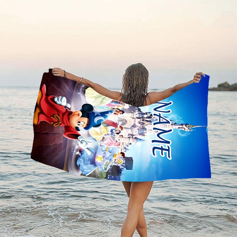 1pc Mickey12 Beach Towel with Custom Name, Beach/Swimming/Bath/Picnic/Camping Towel, Suitable for Seaside Beaches