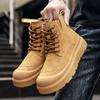 Design Male Hiking Casual Boots Outdoor Man Motorcycle Botas Lace-Up Leather Mens High Top Flats New Male All-match Basic Boots