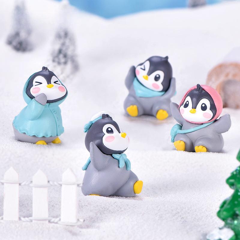 6 Stück Süße Cartoon-Pinguin-Figuren Spielset Mini-Cartoon-Pinguin-Kuchenaufsatz Winter-Pinguin-Figuren Kuchen Dekoration