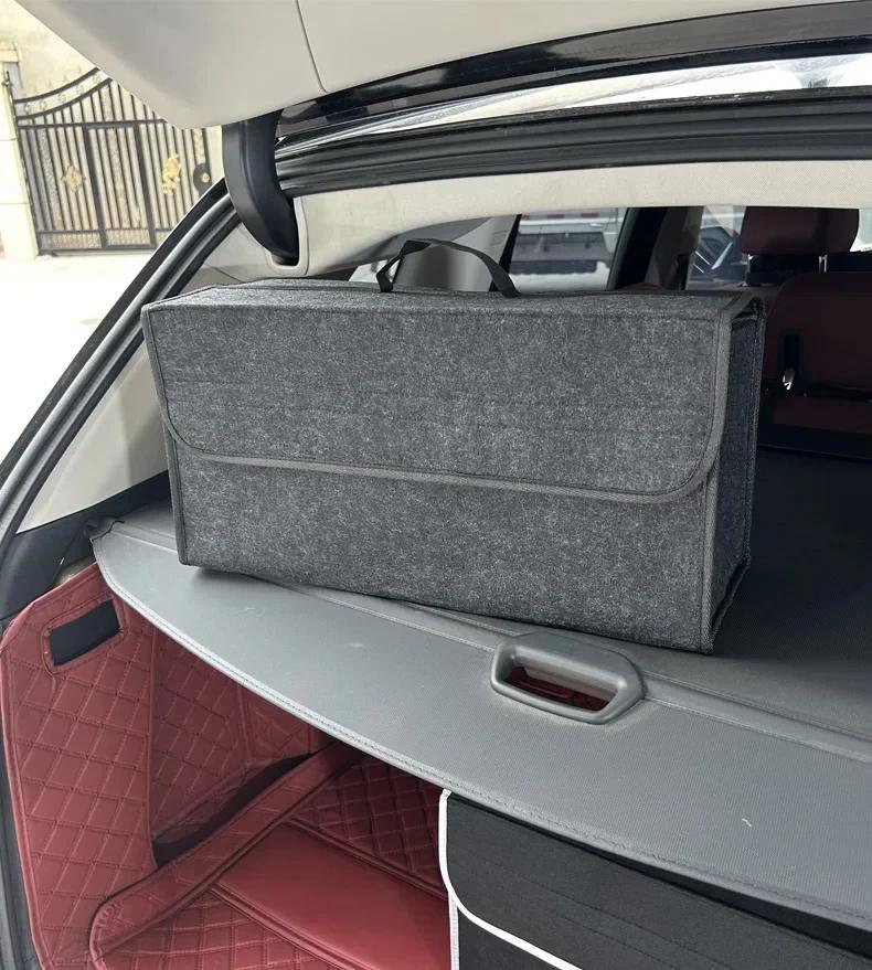 Car Trunk Soft Organizer Felt Storage Box Accessories Large Anti Slip Compartment Boot Storage Organizer Tool Car Storage Bag
