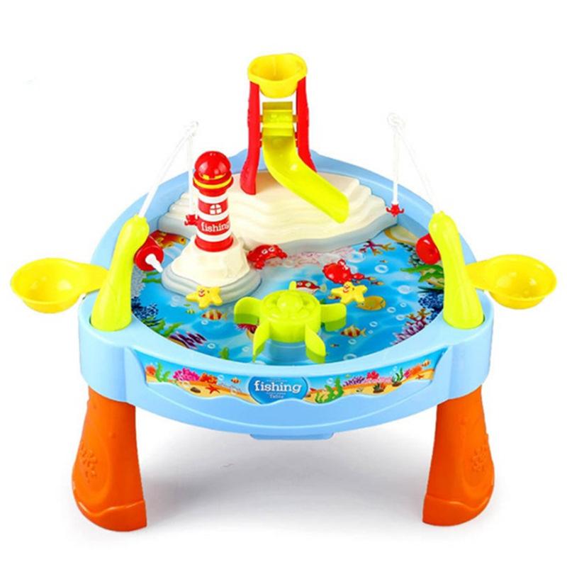 Play House Electric Fun Water Fishing Platform With Light Music Early Education Baby Fishing Fish Can Swim Fishing Plate