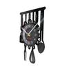 Cutlery Farmhouse Kitchen Art Sign Wall Clock Dinning Room Restaurant Cutlery Wall Decor Vintage Utensil Vinyl Record Wall Clock