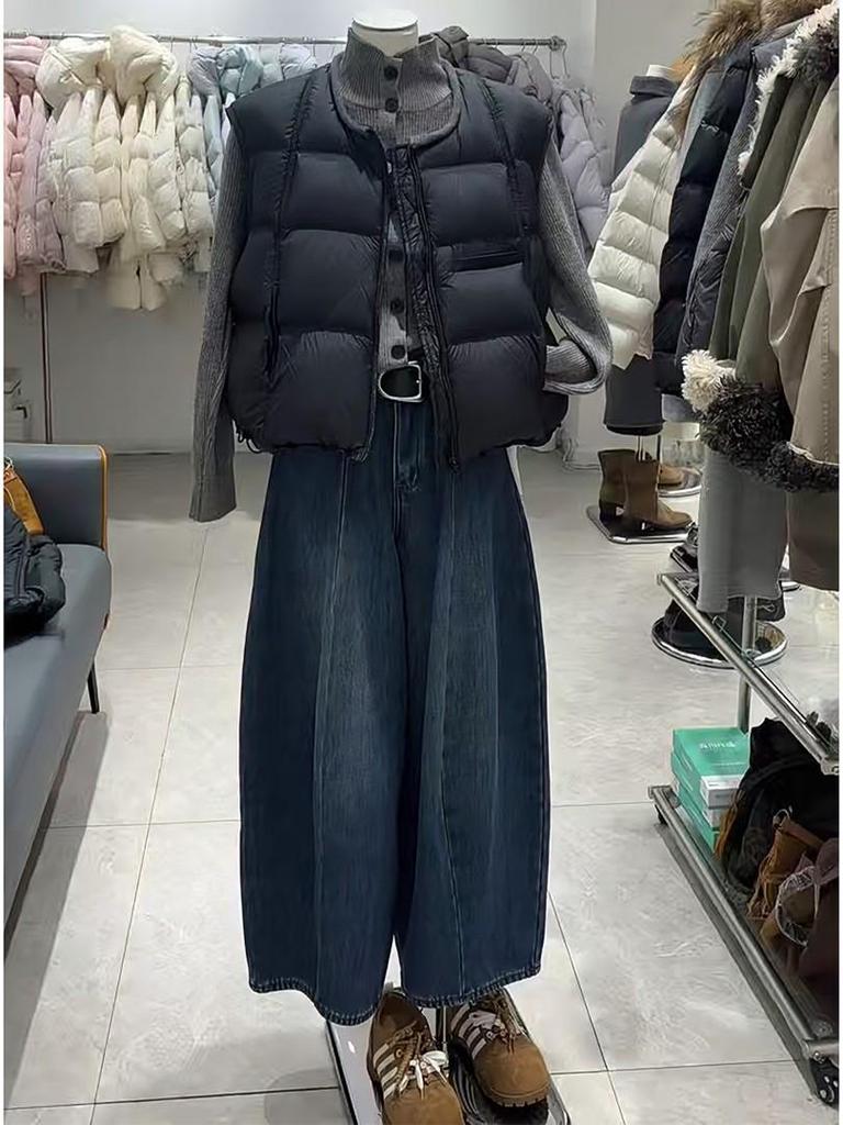 Winter 2025 Casual Chic Three-Piece Set: Knit Sweater, Warm Vest, Wide-Leg Pants