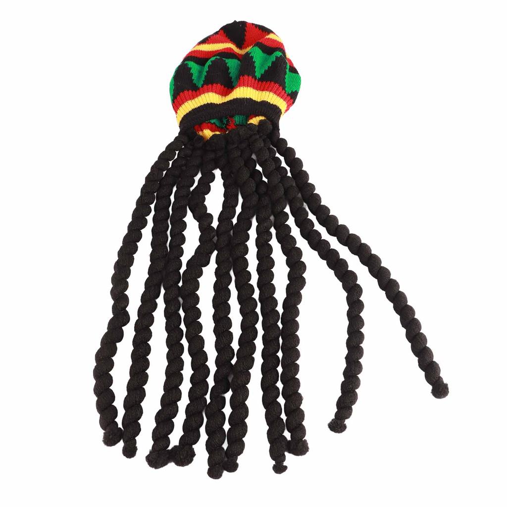 Dreadlocks Wig Hat Breathable Knit Beret Hat with Long Black Dreadlocks Wig for Summer Winter Halloween Party