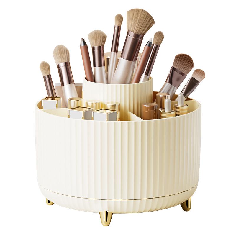 Rotary Makeup Organizer: Light Luxury Plastic Holder for Brushes on Desktop
