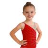 Dziecięcy Strój do Gimnastyki Rytmicznej Sukienka Bez Rękawów Regulowane Ramiączka Marszczona Siateczka Patchworkowe Kolorowy Blok z Cyrkoniami z Wbudowaną Bielizną