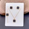 Stainless Steel 18k Gold Plated Tarnish Free Square Shell Necklace Earrings Bracelet Set for Women Wedding Party Jewlery Suit