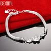 925 Sterling Silver Snake Chain Flower Bracelet Wedding Jewelry