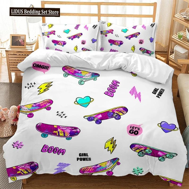 Skateboard Duvet Cover Microfiber Extreme Sports Game Bedding Set Astronaut Spaceman Skateboard Quilt Cover For Boys Teen Boys