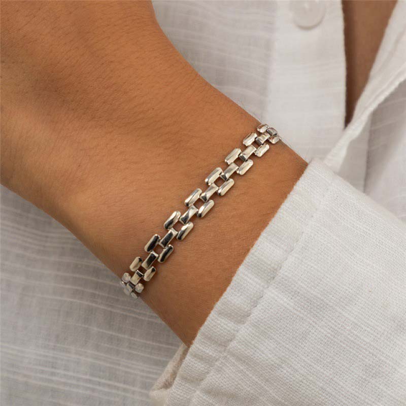 Stainless Steel Metal Hollow Link Chain Bracelet for Women Vintage Gold Color Watch Band Charm Bracelets Zircon Gifts