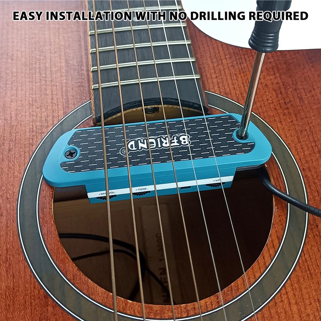 BFRIEND Gitarren Tonabnehmer Holz Gitarre Schallloch Tonabnehmer mit Anschlusskabel MlC VOL/TONE/VOL Reglern
