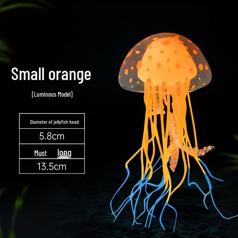 Simulated Luminous Jellyfish and Fluorescent Fish Aquarium Décor - Soft-bodied Silicone Ornaments