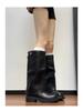 Two Thick-soled Small Men Wear Removable Boots for Women's 2025 New Versatile Pleated But Knee Trousers Knight Boots