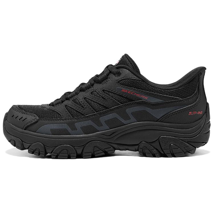 Skechers Удобные Модные Треккинговые Ботинки Дышащие Упругие Сцепление Низкие Женские треккинговые ботинки Черный Красный 180334-BKRD 35