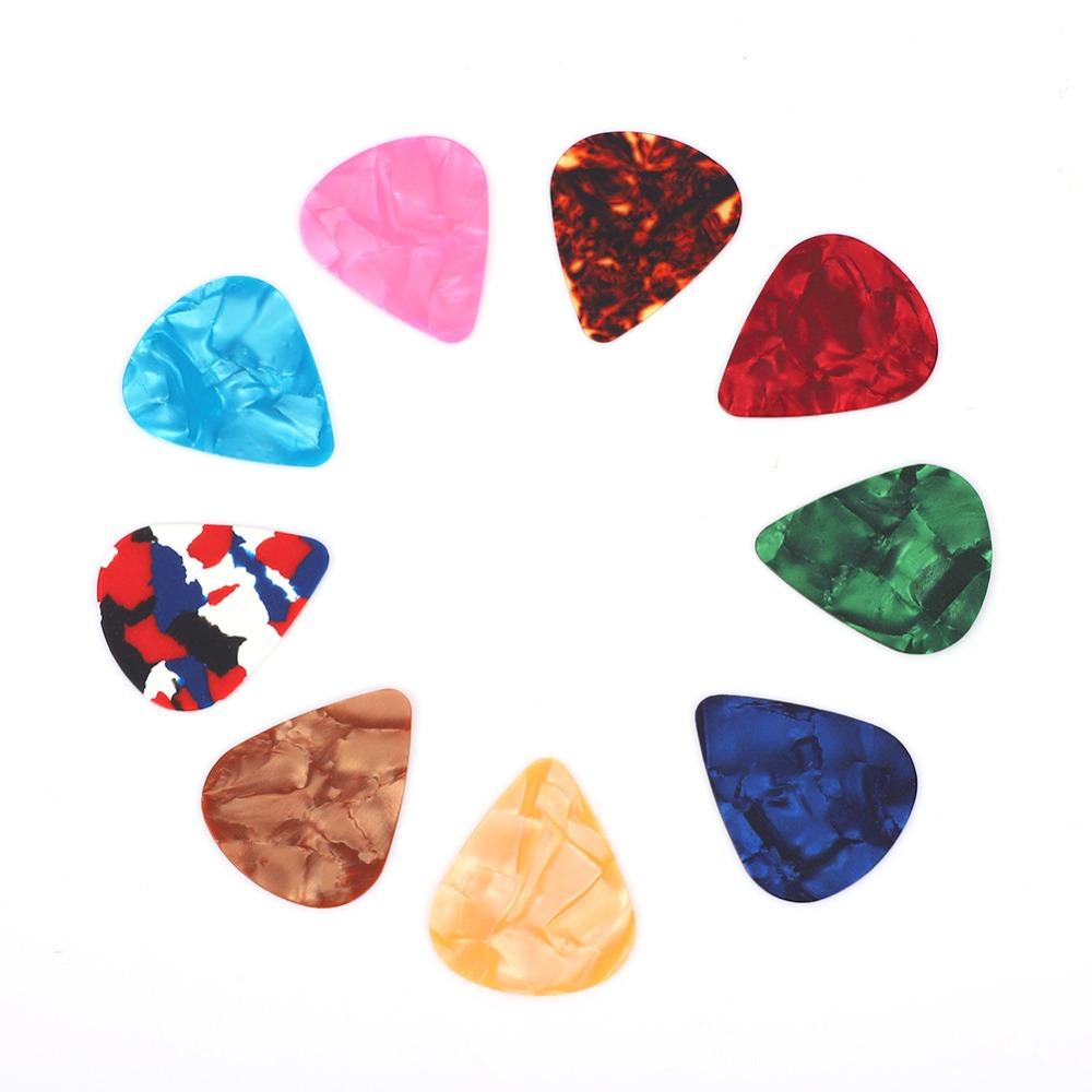 100PCS 0.46mm Thin Gauge Guitar Picks Mixed Colors Bass Guitar Picks Celluloid Plectrums For Guitar