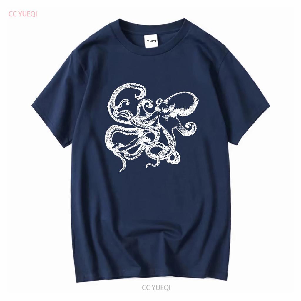 Octopus Ink Drawing Kraken T Shirt Various Sizes Colours Vintage Washed Graphic Casual Slightly Fashion Homme Designer Clothes