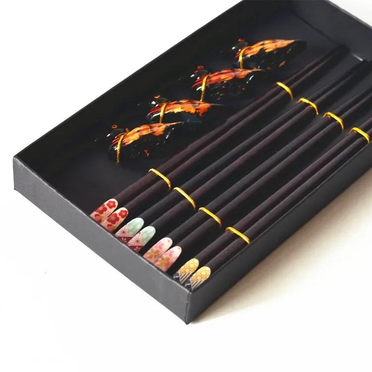 BEPAN Chinese style gift box creative wooden chopsticks four pairs of chopsticks chopstick rest gift box