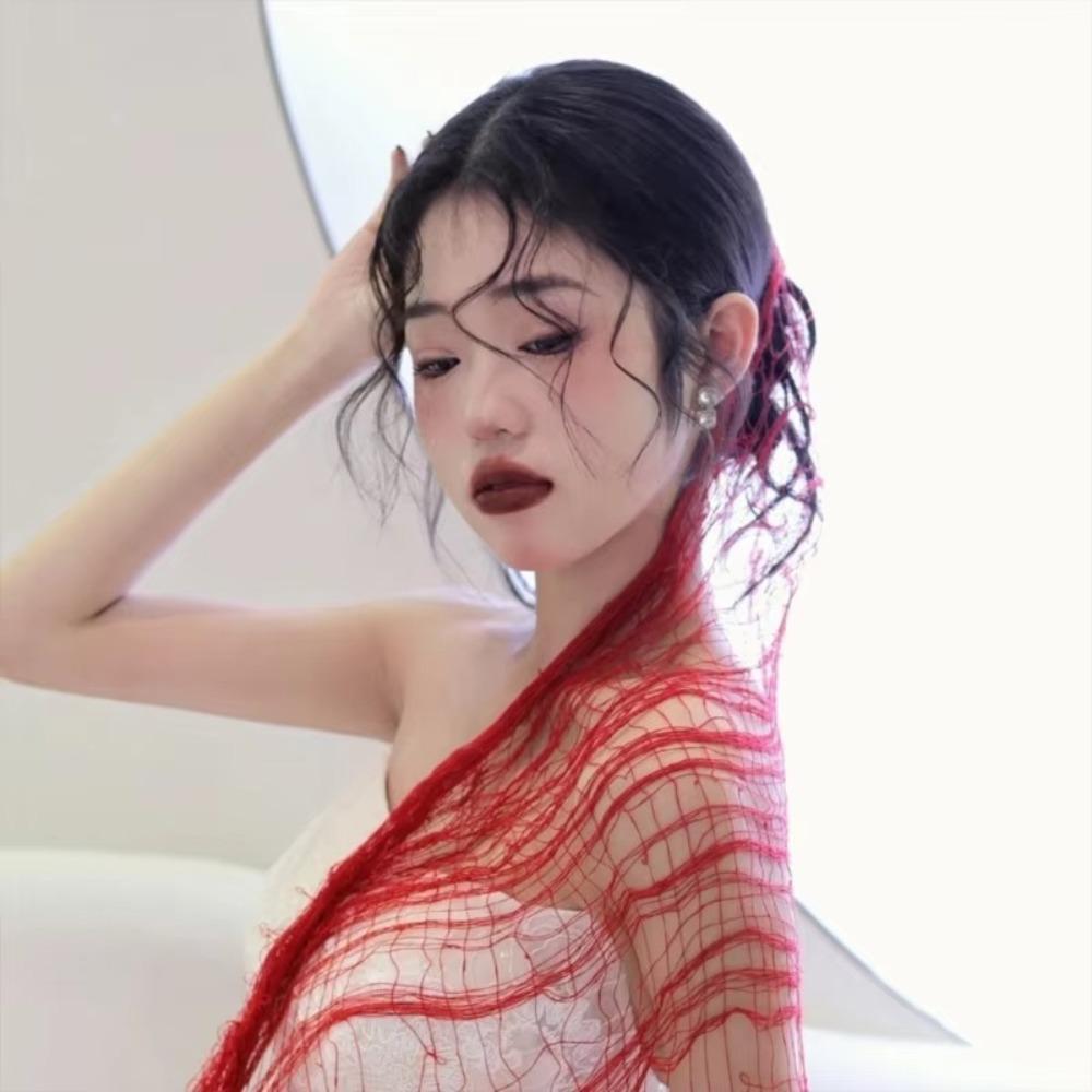 Casual Distressed Scarf Mesh Hole Photography Shawl Lightweight Wrap Cloak Outdoor Use