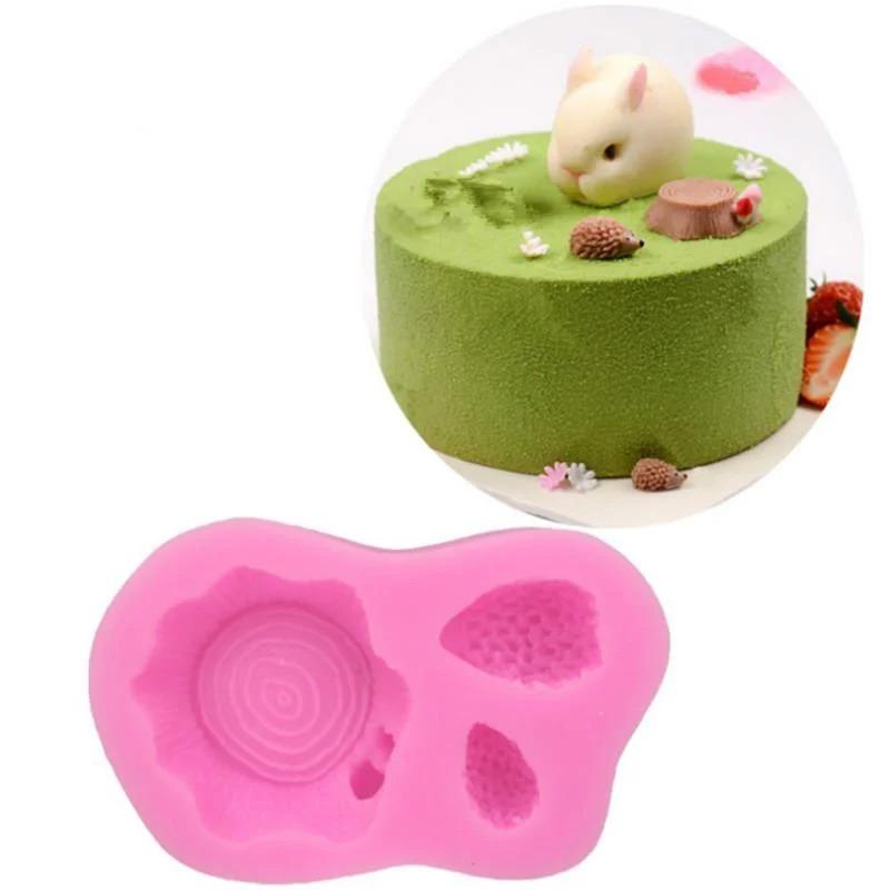 Baking Pastry Mould Cartoon Squirrel Tree Stump Cake Decoration Silicone Mold Chocolate