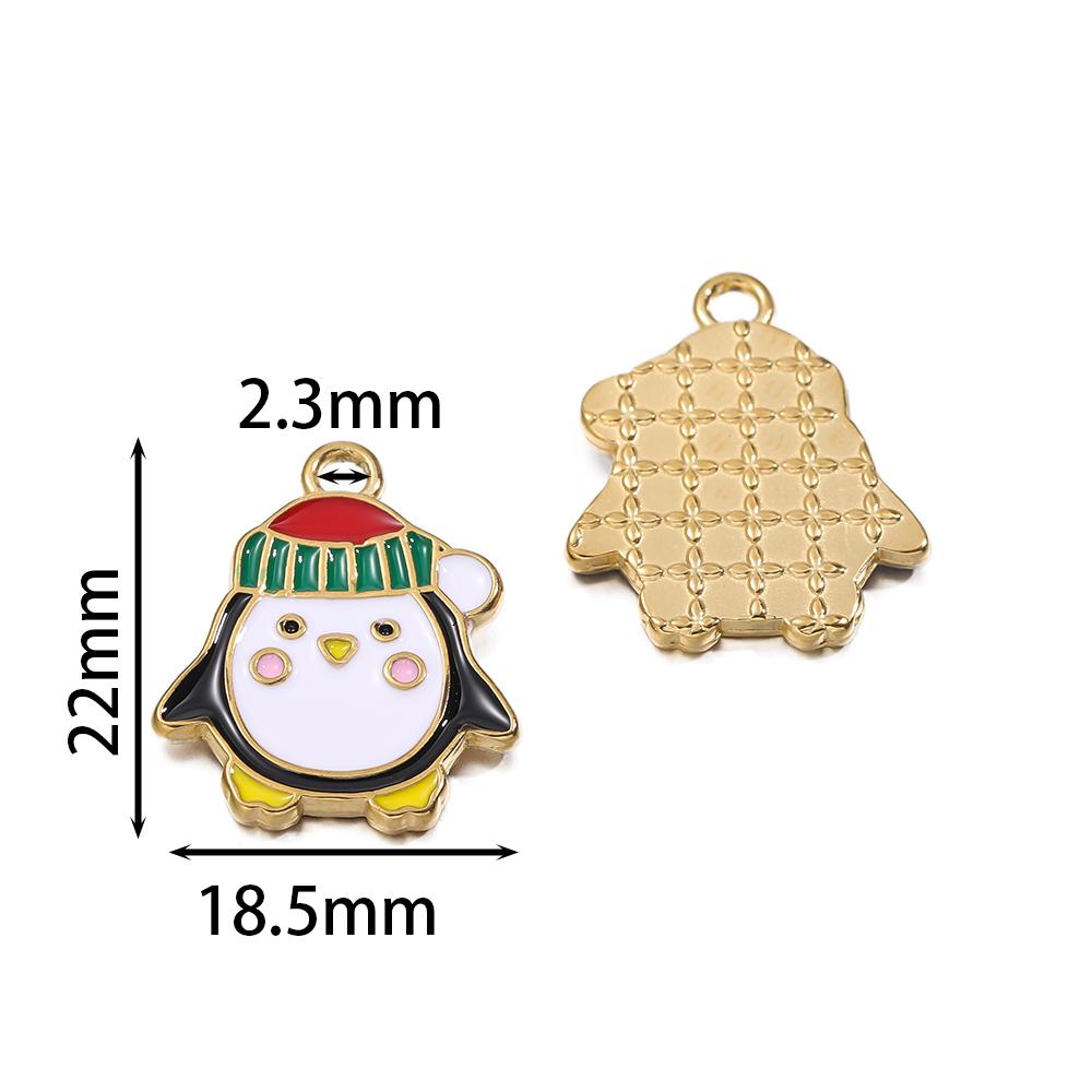 1pcs Stainless Steel Christmas Charms Gold Color Santa Claus Christmas Tree Enamel Pendants For DIY Earrings Necklaces Making