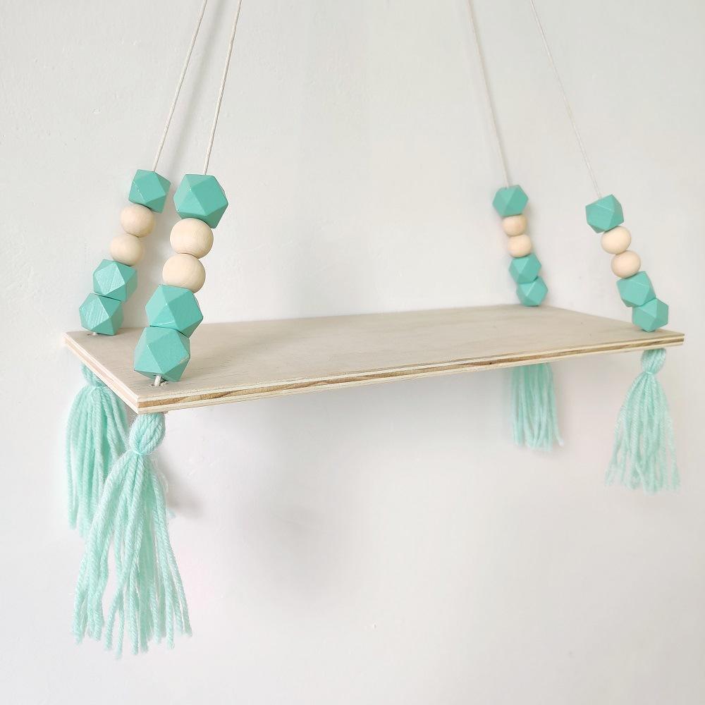 Nordischer Stil Macaron Achteckige Perle Fransen Regal Wandbehang Kinderzimmer Kreative Heimdekoration Brett