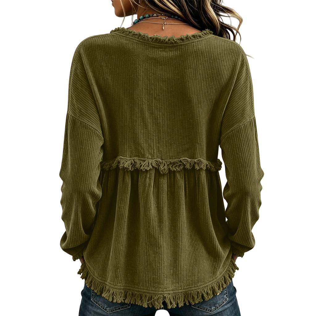 Women's Fashion Long Sleeve Casual Top for Daily Wear