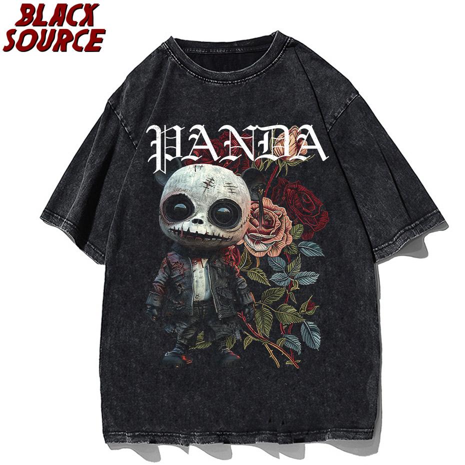 Washed T Shirts Pinhead Horror Hip Hop Novelty T-Shirts High Street Streetwear 100% Cotton Summer Tops Tees Men A472 S разноцветный