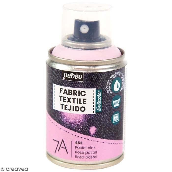 Peinture textile en bombe - PEBEO - 100 ml - Rose pastel - Intérieur - Monocouche