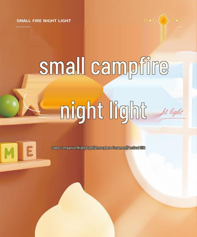 European Style Campfire Night Light: Flame Lamp for Bedroom & Desktop Atmosphere