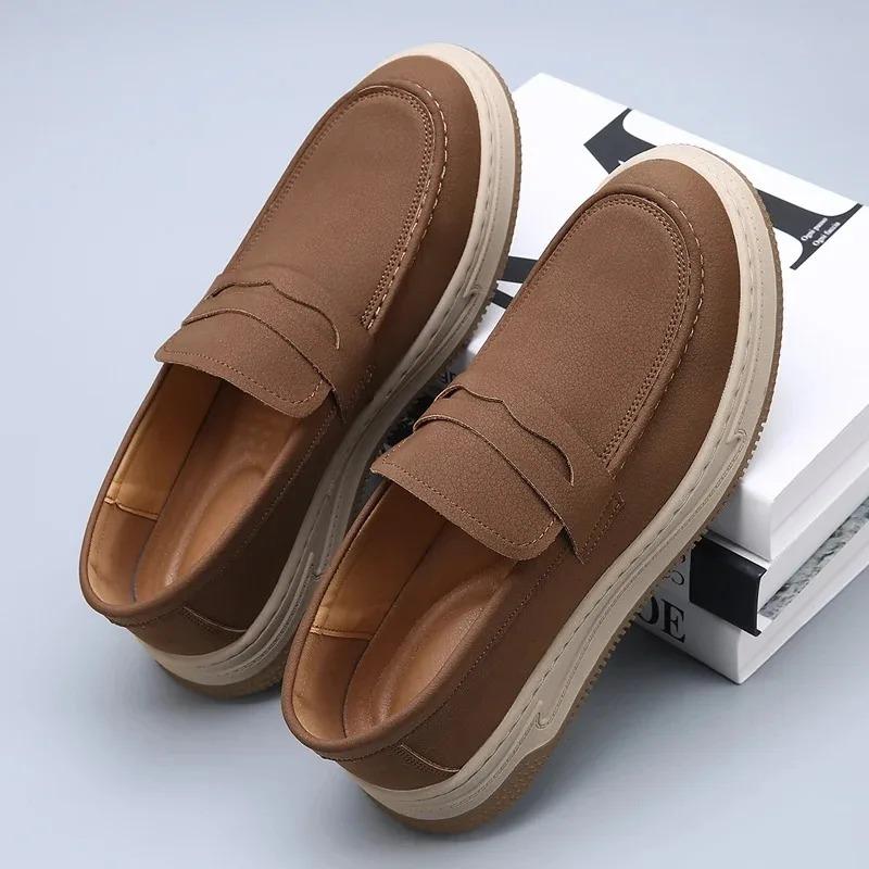 Men's Casual Thick-Soled Loafers Comfortable Soft-Soled Lazy Shoe Classic Autumn And Winter Solid-Color Anti -Slip Driving Shoes