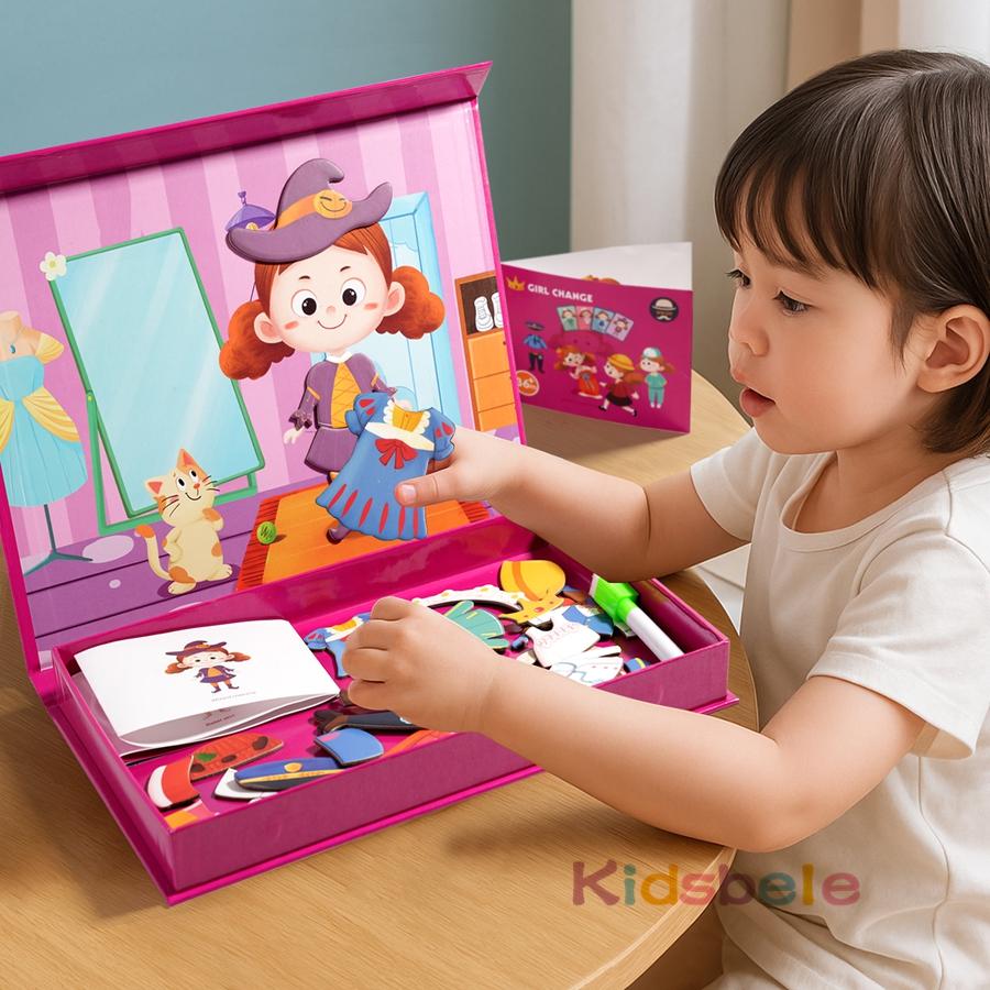 Magnetic Puzzle Montessori Toy Funny Expression Dress Up Matching Game Creative Educational Toy Birthday Party Gift For Kids