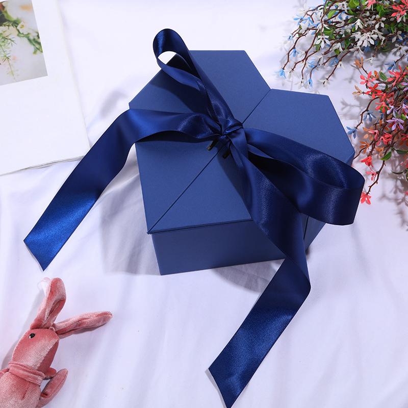 

WTEMPO Valentine s Day Luxury Heart-shaped Design Gift Box DIY Foldable Ribbon Bow Paper Box Festive Party Decor Box Daily Presents Packaging Boxes 1pc синий