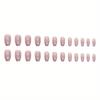 24pcs Short Coffin Ballet Press On Nails, Aurora Purple Gradient Fake Nails With Glitter Sequin,Full Cover False Nails For Women And Girls
