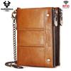 Humerpaul Genuine Leather Bifold Wallet For Men Slim RFID Blocking Credit Card Holder Credential Purse Zipper Coin Purse Male Money Bag