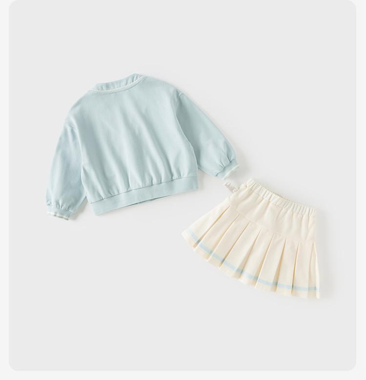 David Bella Girls' Half Skirt Set Spring New Children's College Style Pleated Skirt Two-piece Set