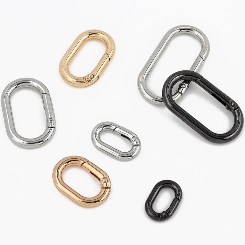2 Pcs/Set Oval Rings Buckle Spring Oval Rings Spring Keyring Buckles Metal Oval Rings for Bag Purses Belts Keychain
