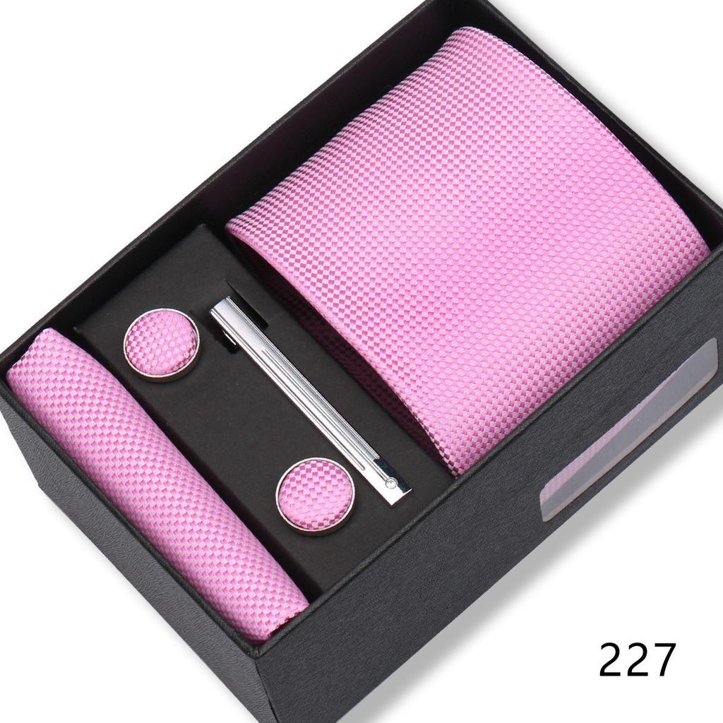 Ensemble Cadeau Boîte Pochette de Costume pour Homme Cravate Rayée Polyester Mode Premium Mariage Affaires