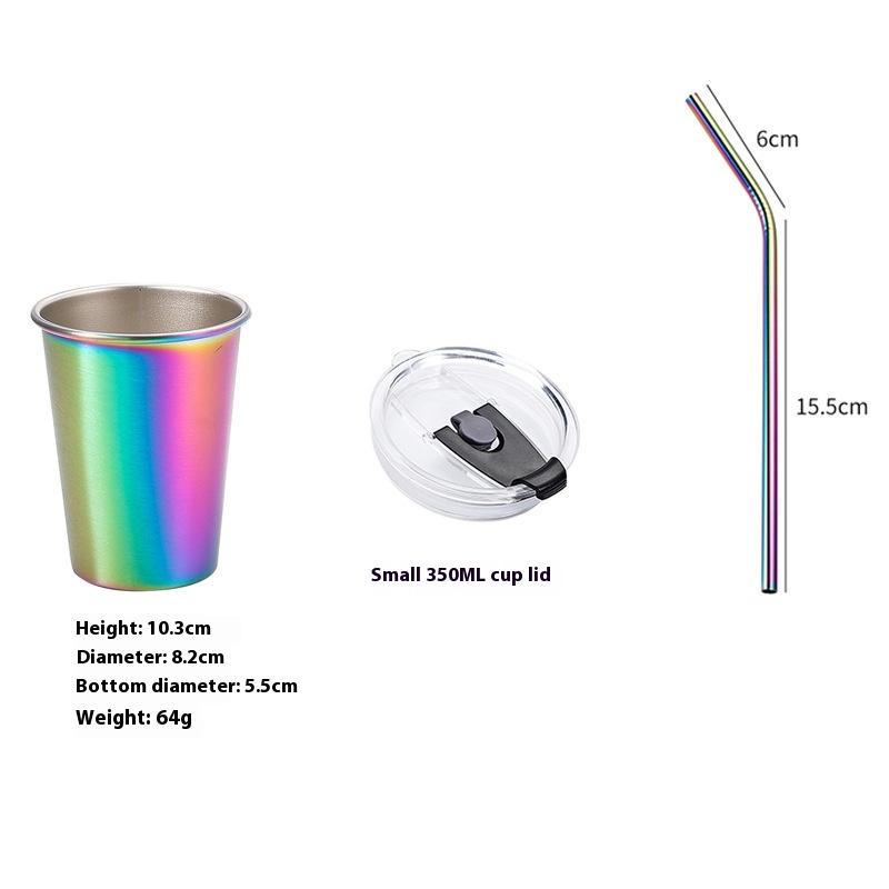 Edelstahlbecher mit Mund, Wasserbecher, Bierbecher, Kaltgetränk, Kaffeebecher, verdickter, lässiger Becher, Peptid, vergoldet, transparenter Becher