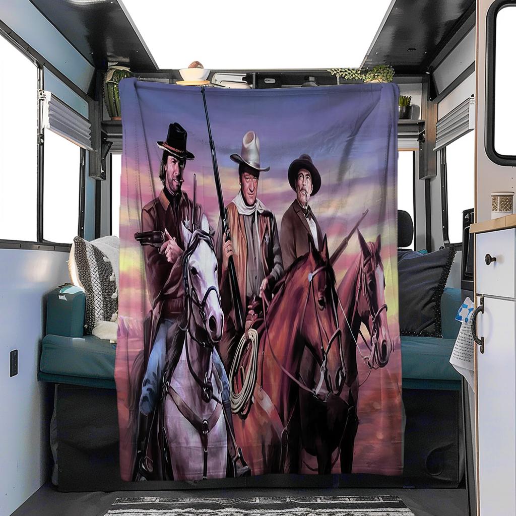 1 pezzo John Wayne Western Cowboy Coperta per cavallo, tutte le stagioni leggera Coperta poster per casa ufficio sonnellino all'aperto multifun Coperta posterionale