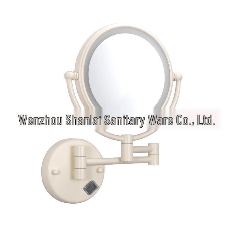LED Bathroom Vanity Mirror with Folding Makeup Light - Wall-Mounted for Home & Hotel Use